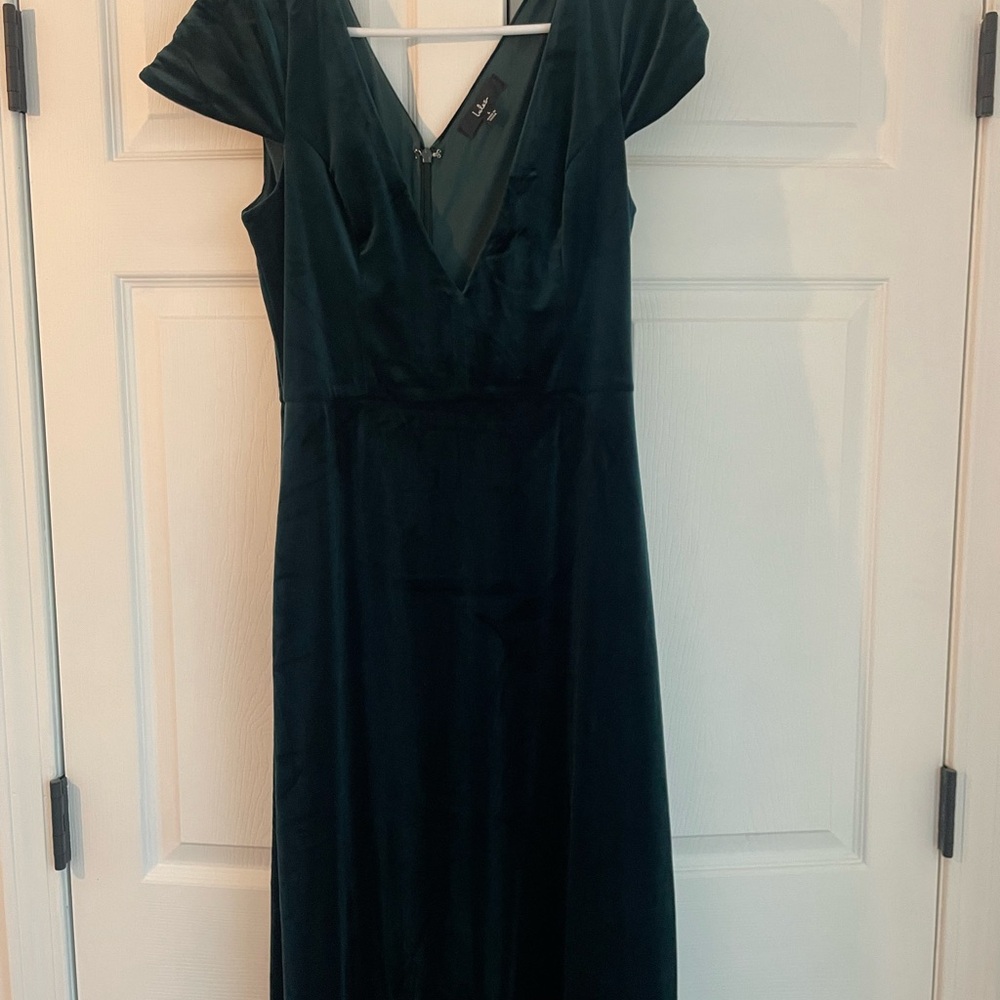 Lulu's Deep Green Velvet Maxi Dress